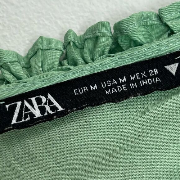 ZARA green Voluminous Pleated Dress - Picture 12 of 17